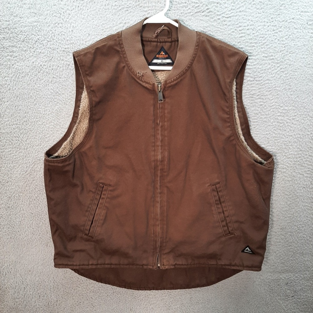 Ridgecut Vest Mens Extra Large Brown Canvas Workwear Sherpa Lined‎ Barn Chore